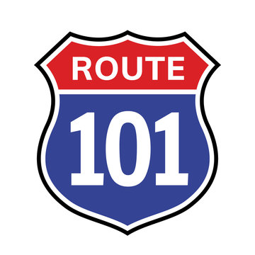 101 Route Sign Icon. Vector Road 101 Highway Interstate American Freeway Us California Route Symbol