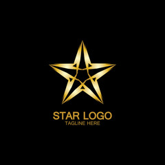 Obraz premium Gold Star Logo Vector in elegant Style with Black Background