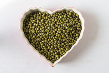 Green Gram in a Heart Shaped Bowl