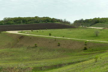 Obraz premium Landscape and a concrete road.