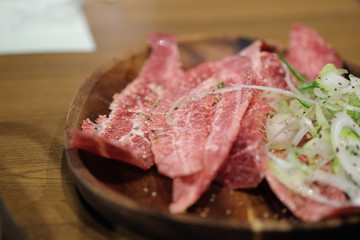 Premium grade of sliced Japanese wagyu beef
