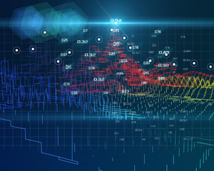 Abstract futuristic background of predictive analysis. Big data. Quantum virtual cryptography. Business visualization of artificial intelligence. Blockchain.