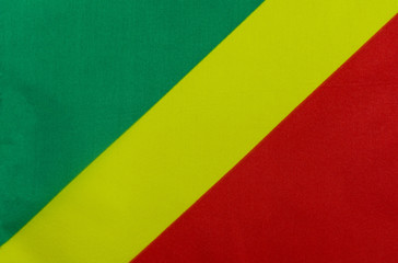 Flag of the Republic of the Congo on a textile basis close-up
