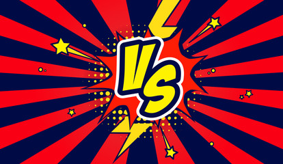 Versus VS letters fight backgrounds in flat comics style design. Vector illustration