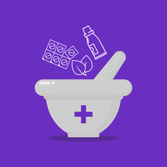 Ayurvedic medicine crusher flat illustration. 