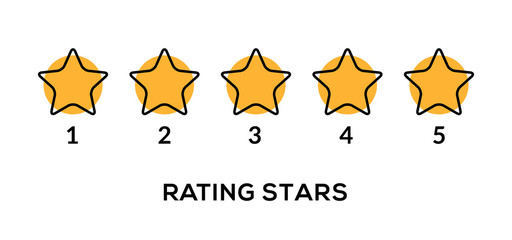 Star vector rate 5 review icon. Five star rate yellow row quality gold symbol ranking