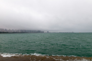 Fototapeta na wymiar Skyline of Chicago in the fog