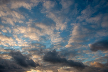 Heavy colorful clouds in the sky, taken in wintertime