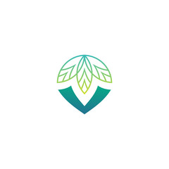 Pine tree and leaf logo design