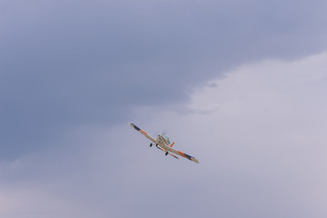 Light turboprop aircraft in the sky