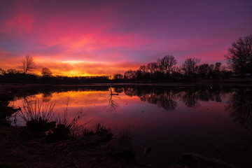 sunset over the lake