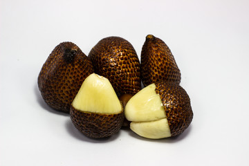 Thorny palm or Salak fruit, Tropical fruit has a reddish-brown thorn effect from Indonesian local...