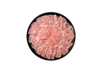 pork sliced on isolated white background