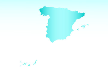 Blue Spain map ice with dark and light effect vector on light background illustration