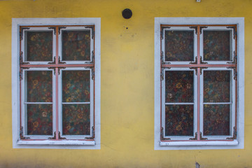 Historic windows frame in Tallinn Old Town. Estonia