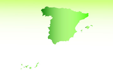 Spain map using green color with dark and light effect vector on light background illustration