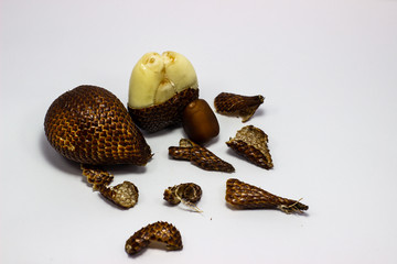 Thorny palm or Salak fruit, Tropical fruit has a reddish-brown thorn effect from Indonesian local...
