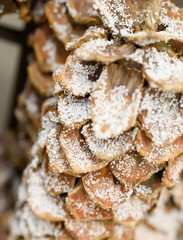 Flocked hanging decorative pinecone ornaments