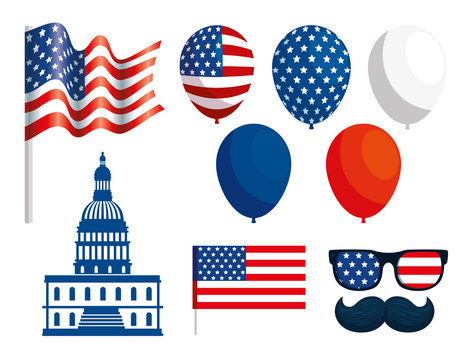 set of happy presidents day icons vector illustration design