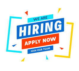 We are Hiring career employee message background. Employment hiring job recruitment concept banner