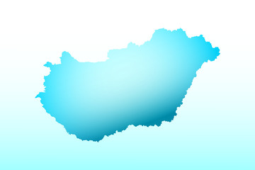 Blue Hungary map ice with dark and light effect vector on light background illustration