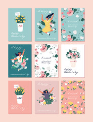 Fototapeta na wymiar Vector illustration for international Women s day. Beautiful flowers bouquet. Template for card, poster, flyer and other users,