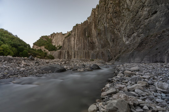 Long exposure of a river in Lahich, Azerbaijan