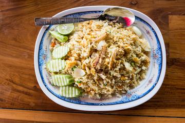 Top view Thai food on dish.