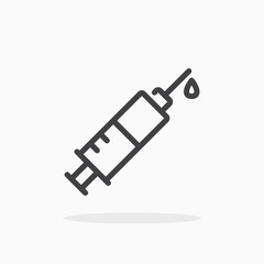 Syringe icon in line style. Editable stroke.