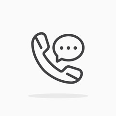 Call icon in line style. Editable stroke.