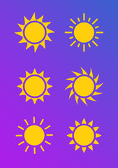 Sun icon symbol illustration, Sunlight design weather. Flat sunshine isolated set of sun logo