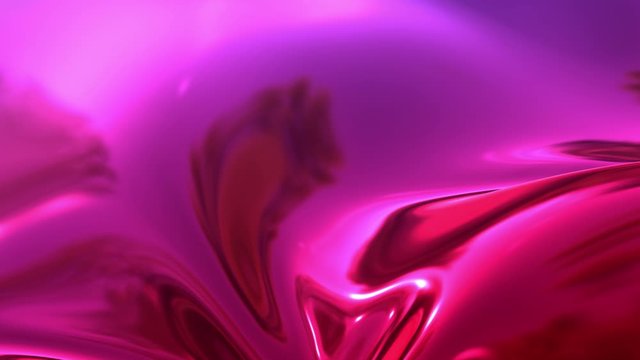 Animated metalic red blue gradient in 4k. 3D render of wavy cloth surface that forms ripples like in liquid metal surface or folds in tissue. Foil forms folds in slow motion. 15