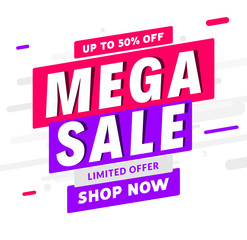 Mega Sale banner template design. Big sale special offer promotion discount for business