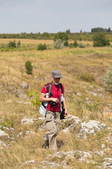 Nature photographer with digital camera.