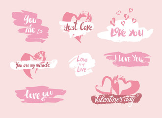 Happy Valentine's day. Hand drawn brush pen lettering. For holiday greeting card and invitation of the wedding, Valentine's day and Happy love day. Romantic phrases about love.