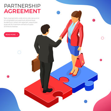 Partnership, Handshake Business Man and Woman