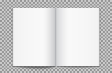 Blank opened magazine template. Open book page clean booklet or magazine template background