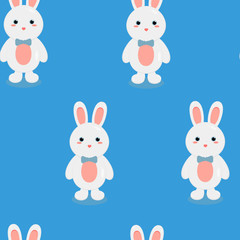 Obraz na płótnie Canvas This is seamless pattern texture of hare on background. Cartoon illustration in flat style. Easter bunny.