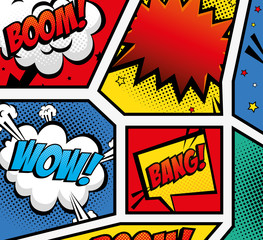 set of expressions pop art style icon vector illustration design