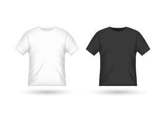 Blank tshirt design template black and white. Isolated t-shirt men unisex mockup