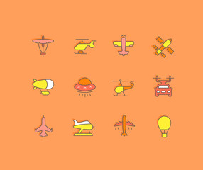 Set of Simple line Icons of Aircraft