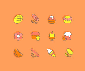 Set of Simple line Icons of Bakery