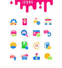 Set of Simple Icons of Carsharing