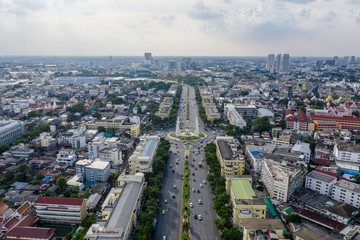 Cityscape view by drone of Bangkok, Thailand