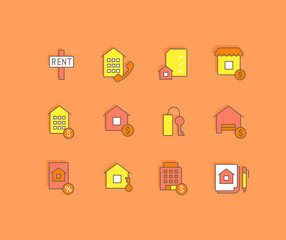 Set of Simple line Icons of Real Estate