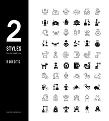 Simple Line Icons of Robots