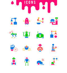 Set of Simple Icons of Robots