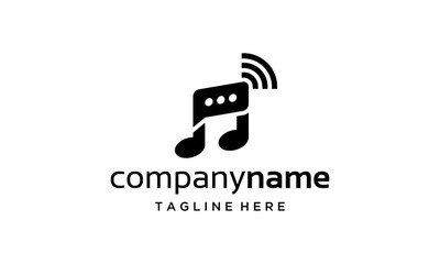 music note with bubble chat logo design concept