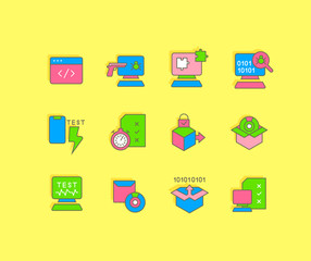 Set of Simple line Icons of Software Testing