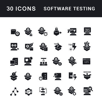 Set of Simple Icons of Software Testing